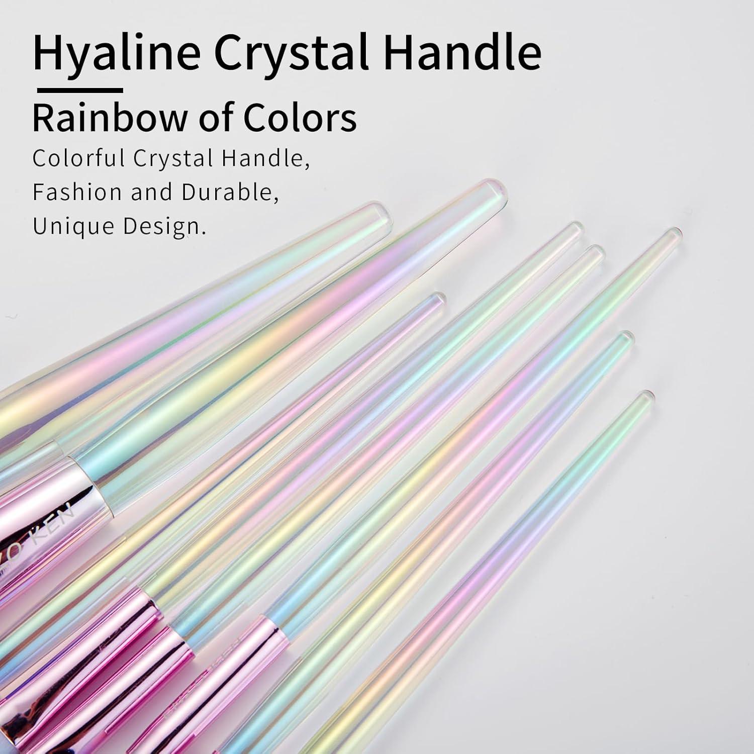 Juego de Brochas de Maquillaje Vegano ENZO KEN 8 Piezas Cristal