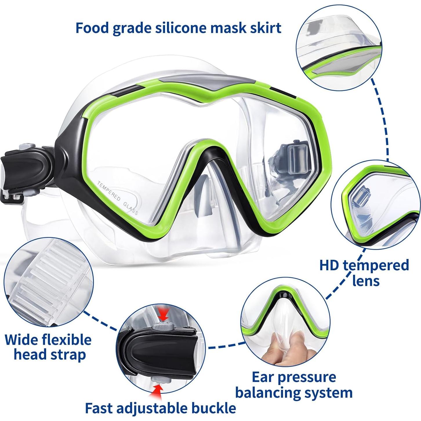 Máscara de Buceo iGym Snorkel, Lente Ultra Clara, Ajustable