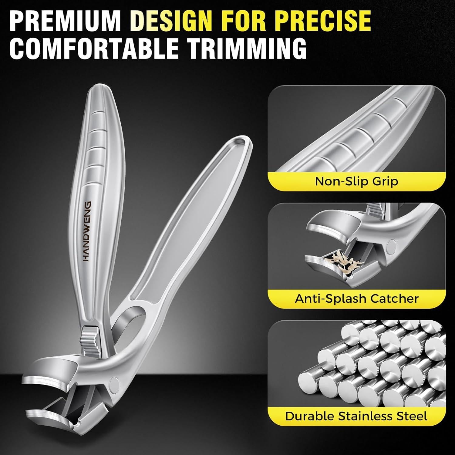 Cortauñas Ergonomico HANDWENG para Uñas Gruesas con Recogedor