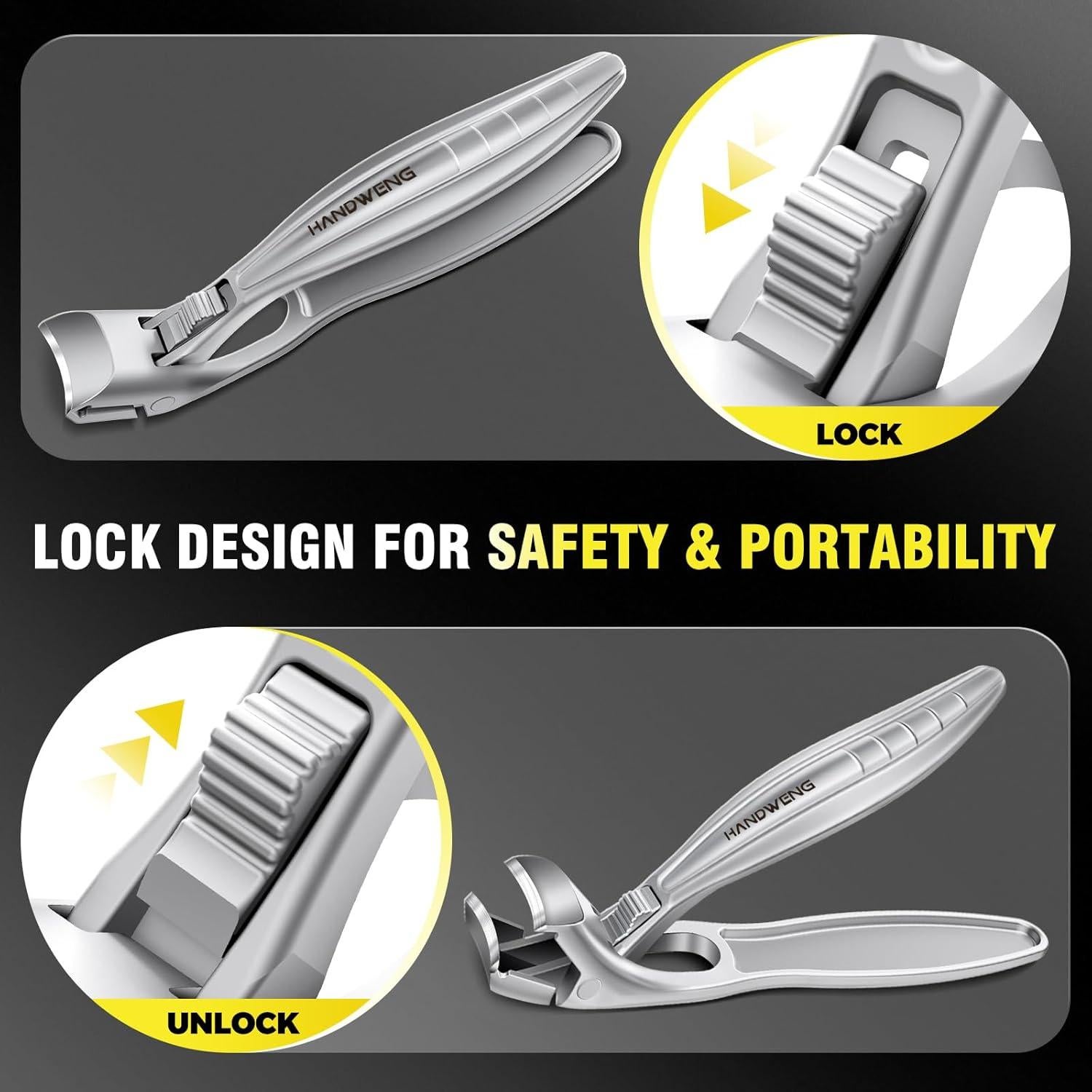 Cortauñas Ergonomico HANDWENG para Uñas Gruesas con Recogedor