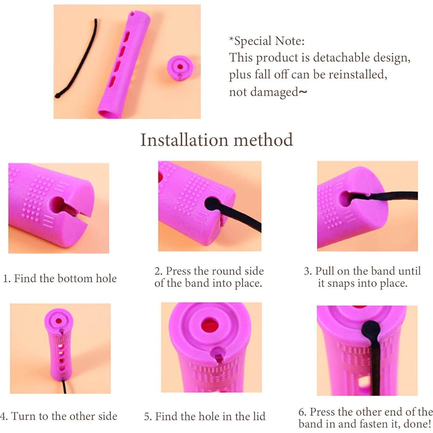 Juego de Rulos de Plástico MOODKEY 48pcs Rosa Claro 1.3cm