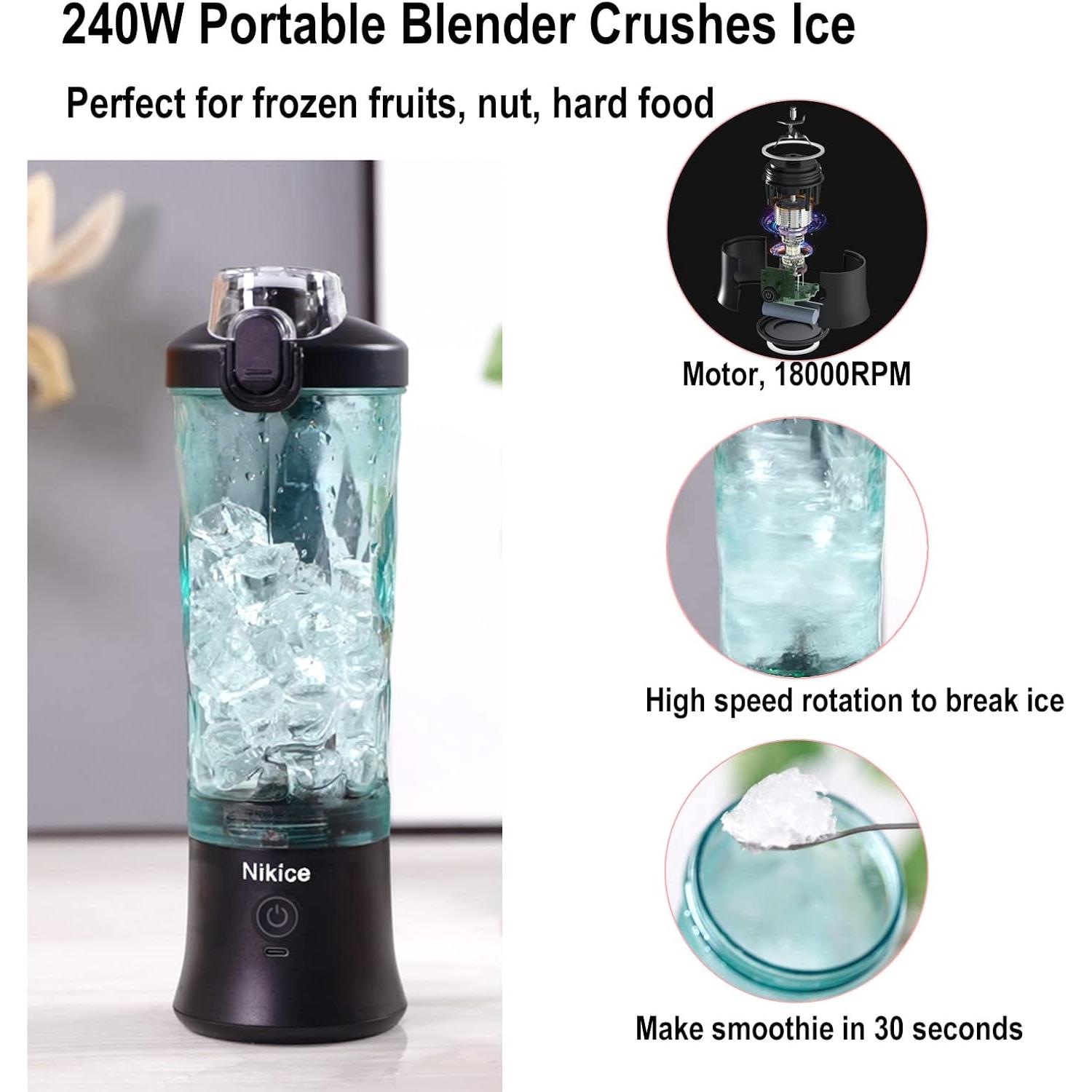 Mezclador Portátil Nikice 600ml USB, Tritura Hielo, Libre BPA