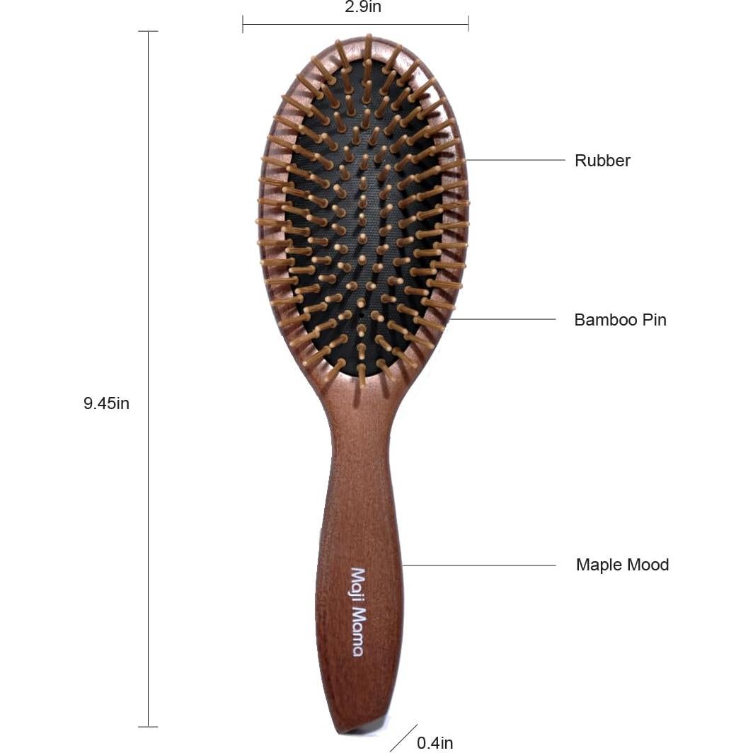 Cepillo de Pelo Ovalado Maji Mama de Madera y Bambú 24cm