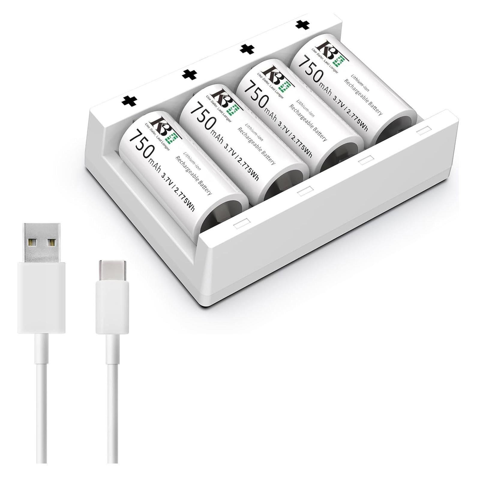Baterías de Litio Recargables 123A KBT - Paquete de 4, 750mAh