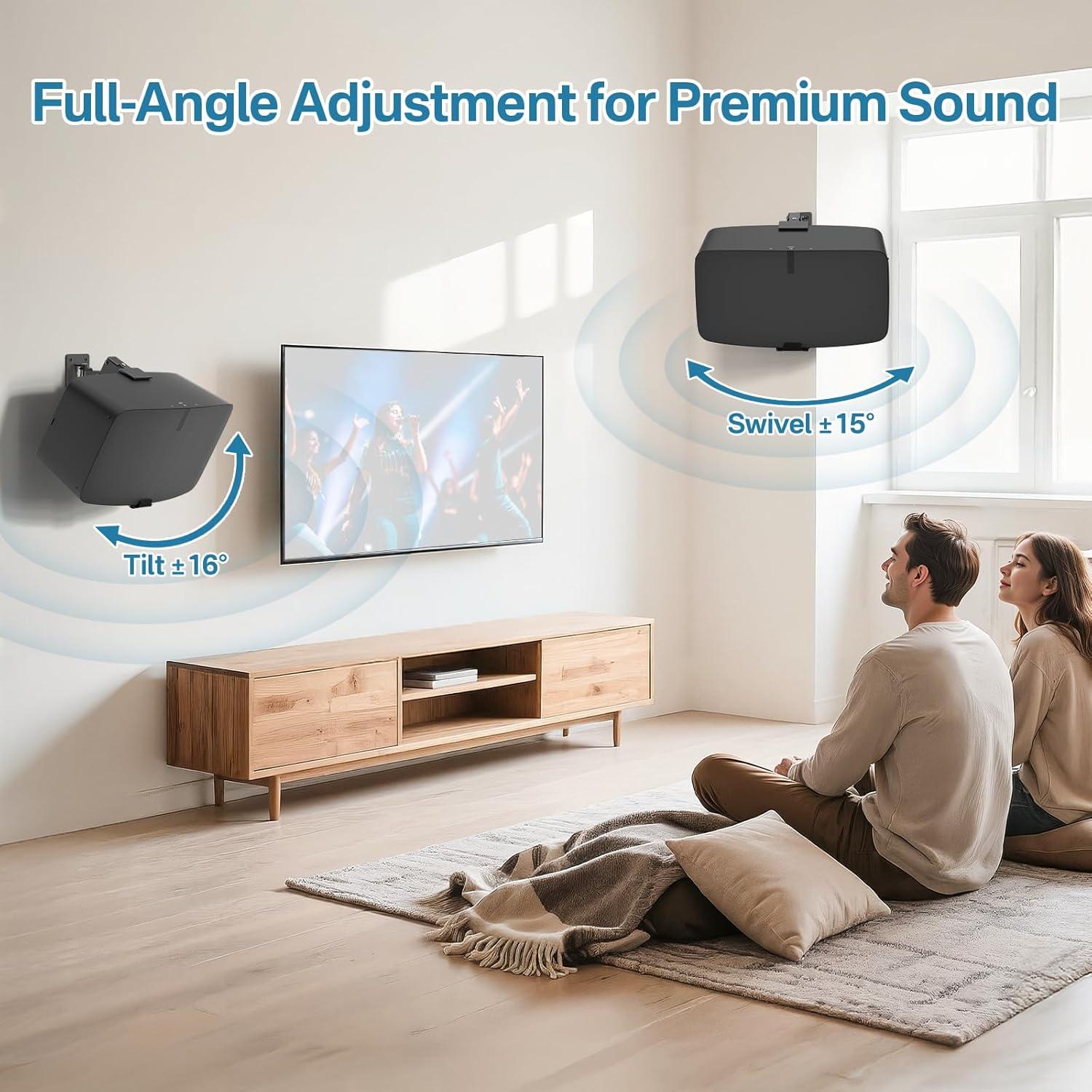 Soporte de Pared Ajustable Yibracki para Sonos Play 5 Negro