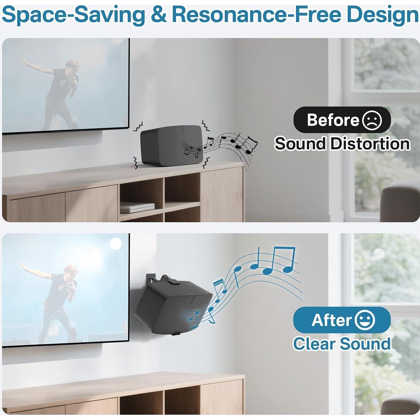 Soporte de Pared Ajustable Yibracki para Sonos Play 5 Negro