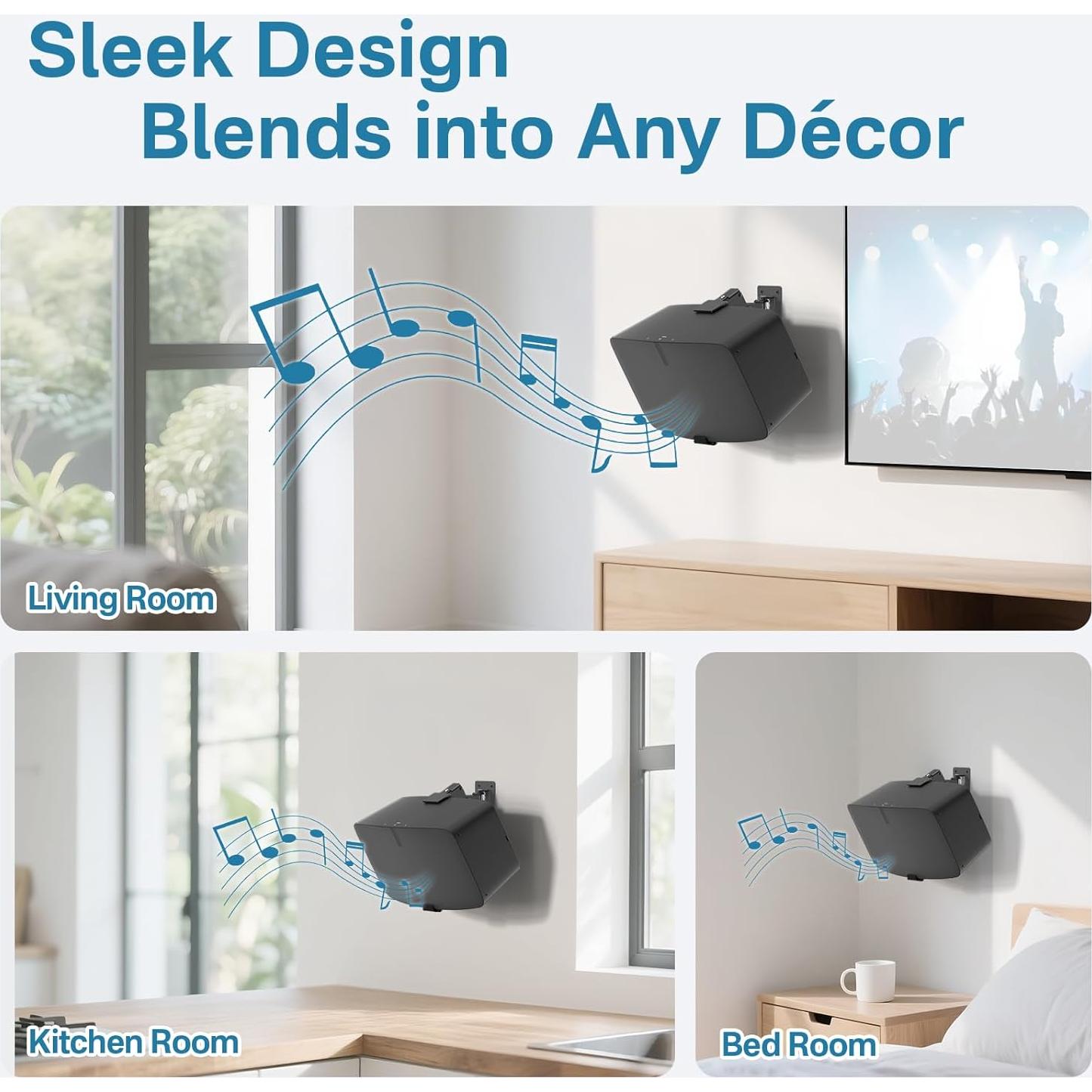 Soporte de Pared Ajustable Yibracki para Sonos Play 5 Negro