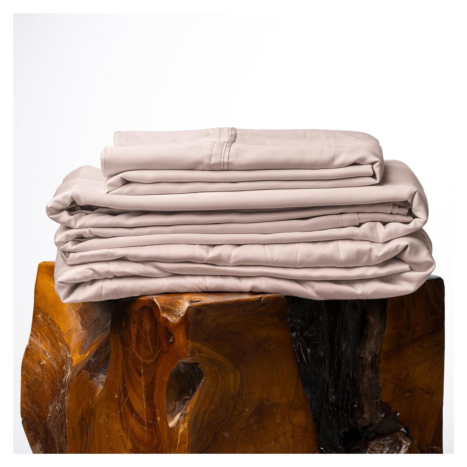 Juego de Sábanas Queen Olive + Crate Eucalipto Tencel Rosa Pálido