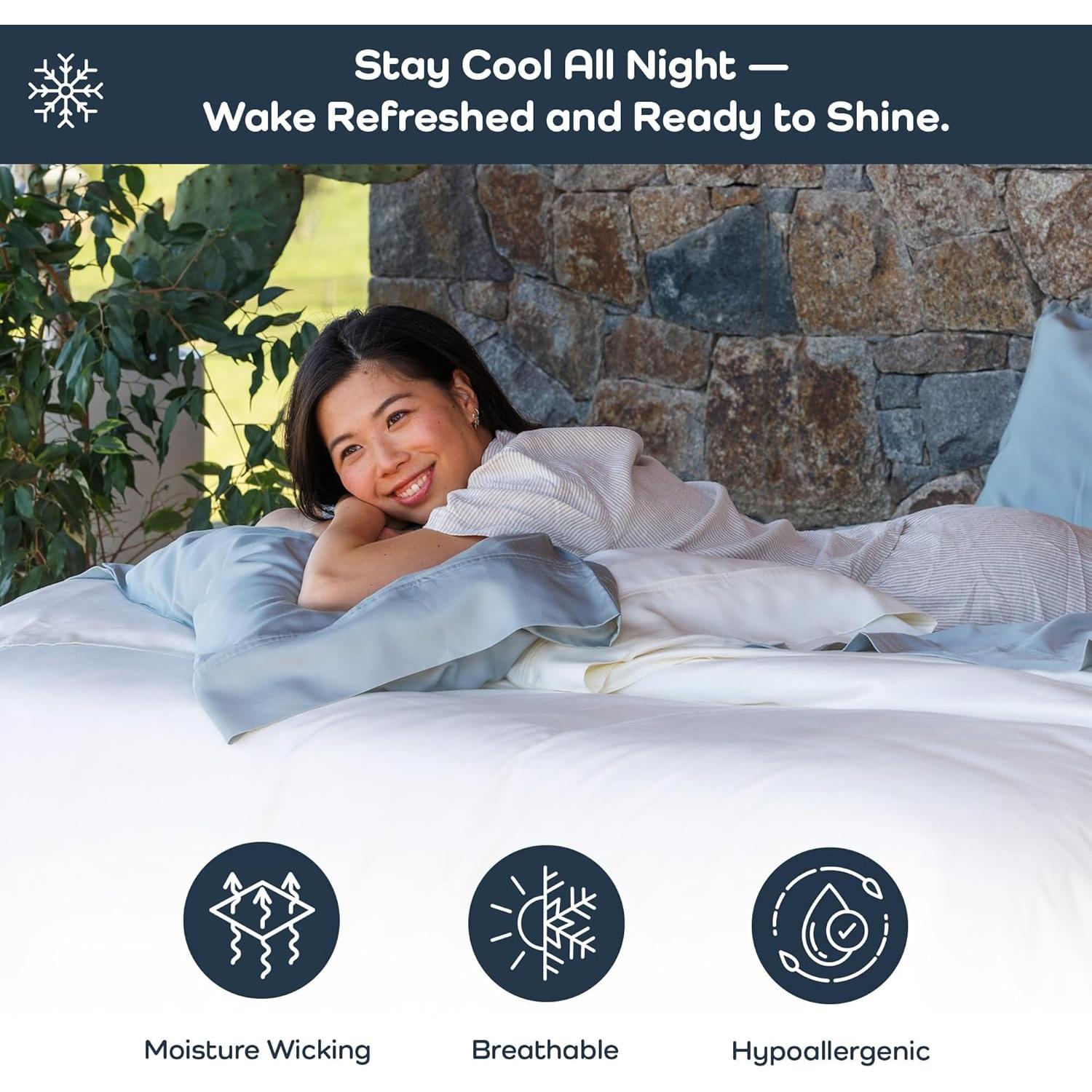 Juego de Sábanas Queen Olive + Crate Eucalipto Tencel Rosa Pálido