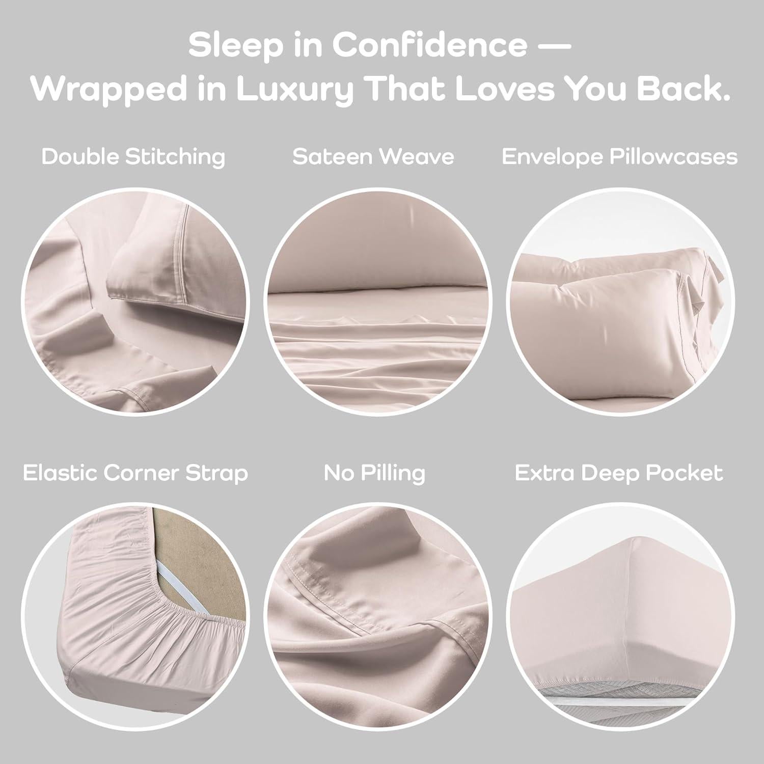 Juego de Sábanas Queen Olive + Crate Eucalipto Tencel Rosa Pálido