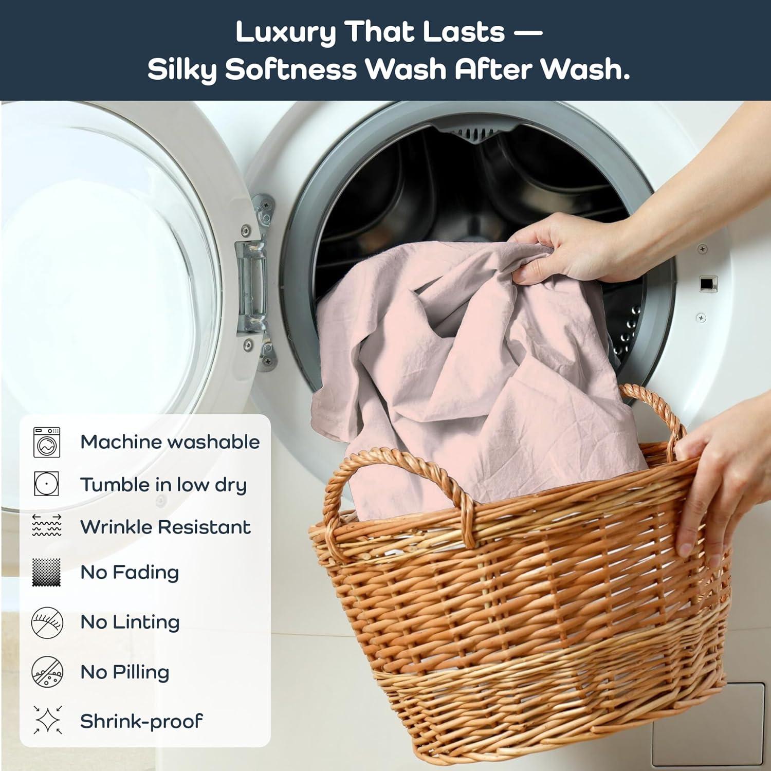 Juego de Sábanas Queen Olive + Crate Eucalipto Tencel Rosa Pálido