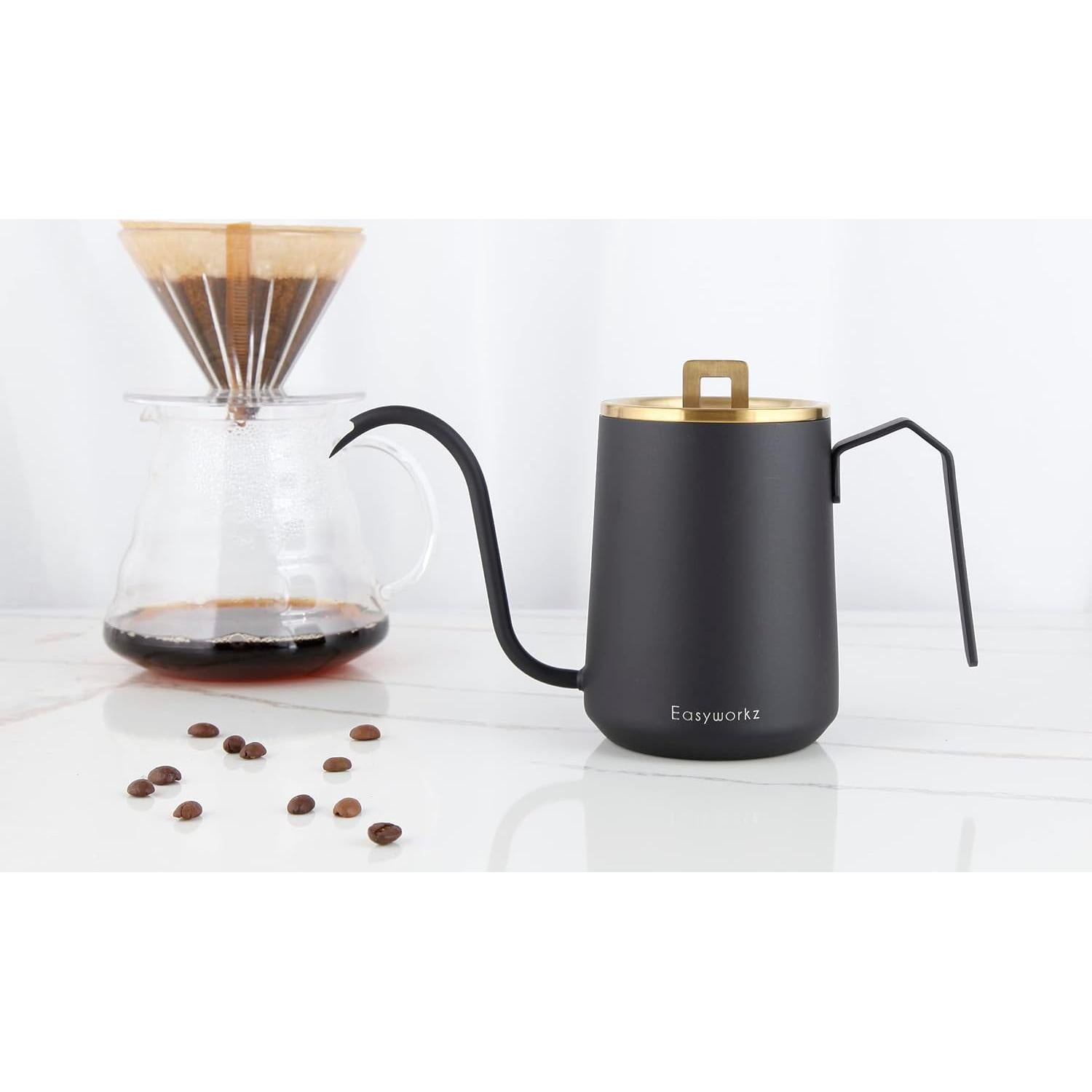 Tetera de Goteo Easyworkz 600ml Acero Inoxidable Dorado Negro