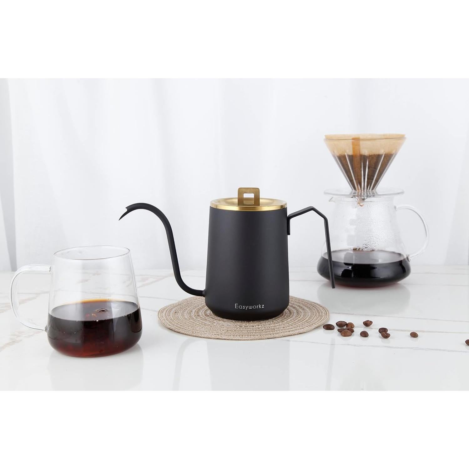 Tetera de Goteo Easyworkz 600ml Acero Inoxidable Dorado Negro