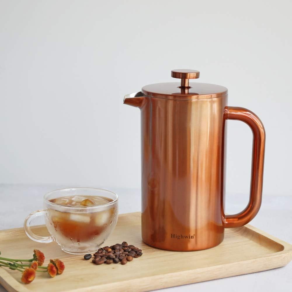 Prensa Francesa de Café Highwin 1L Acero Inoxidable Doble Pared