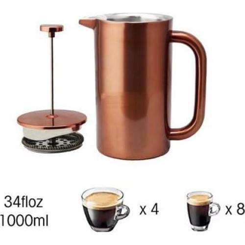 Prensa Francesa de Café Highwin 1L Acero Inoxidable Doble Pared