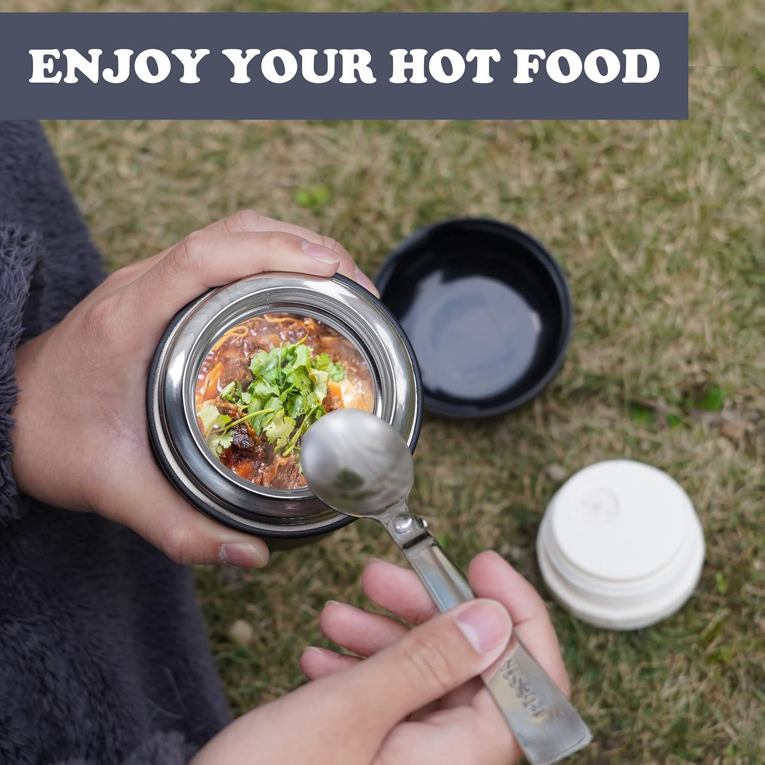 Termo Aislado CocoMeiwei 0.5L Negro con Cuchara y Bolsa