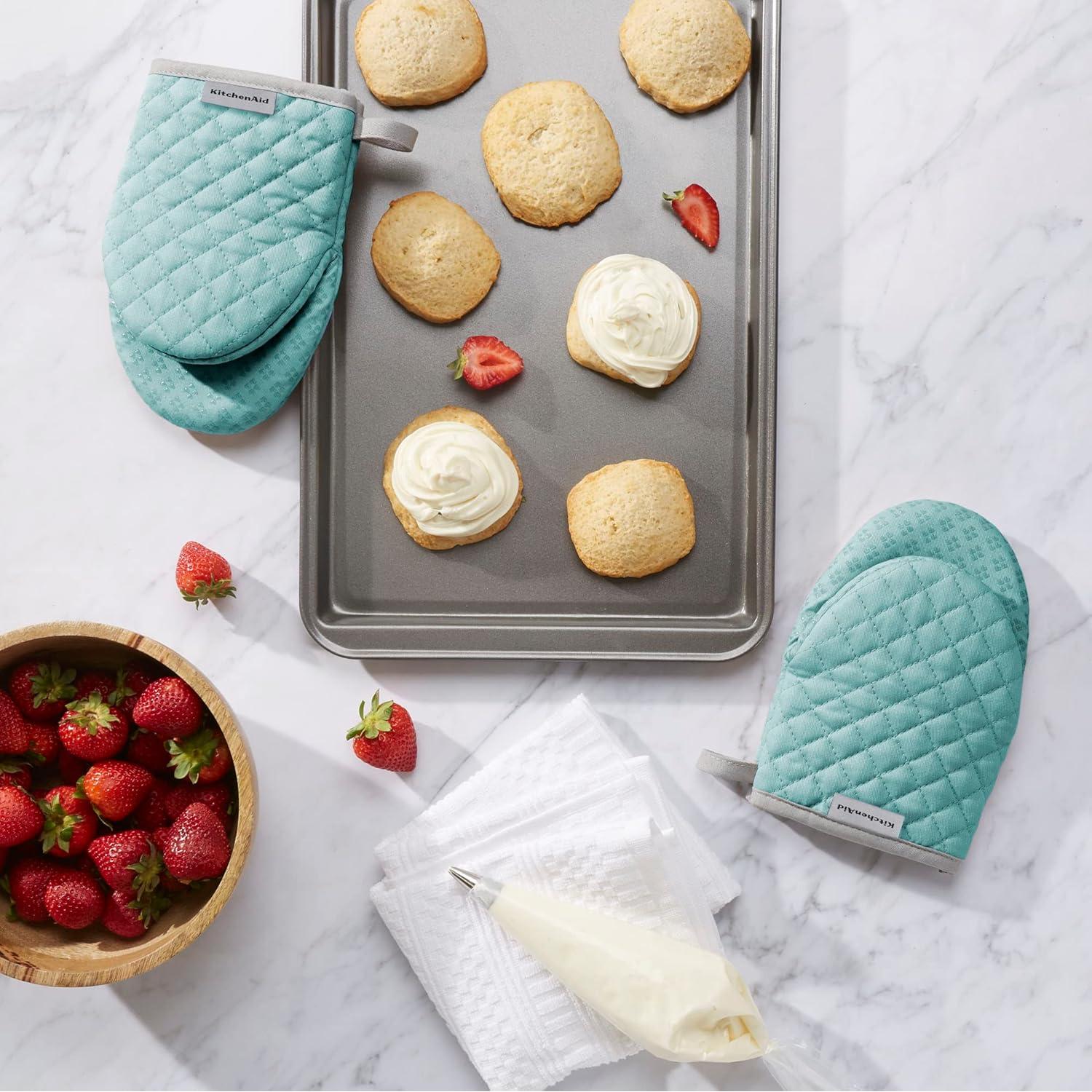 Guantes de horno mini KitchenAid Asteroid 2 unidades Aqua 14x20cm