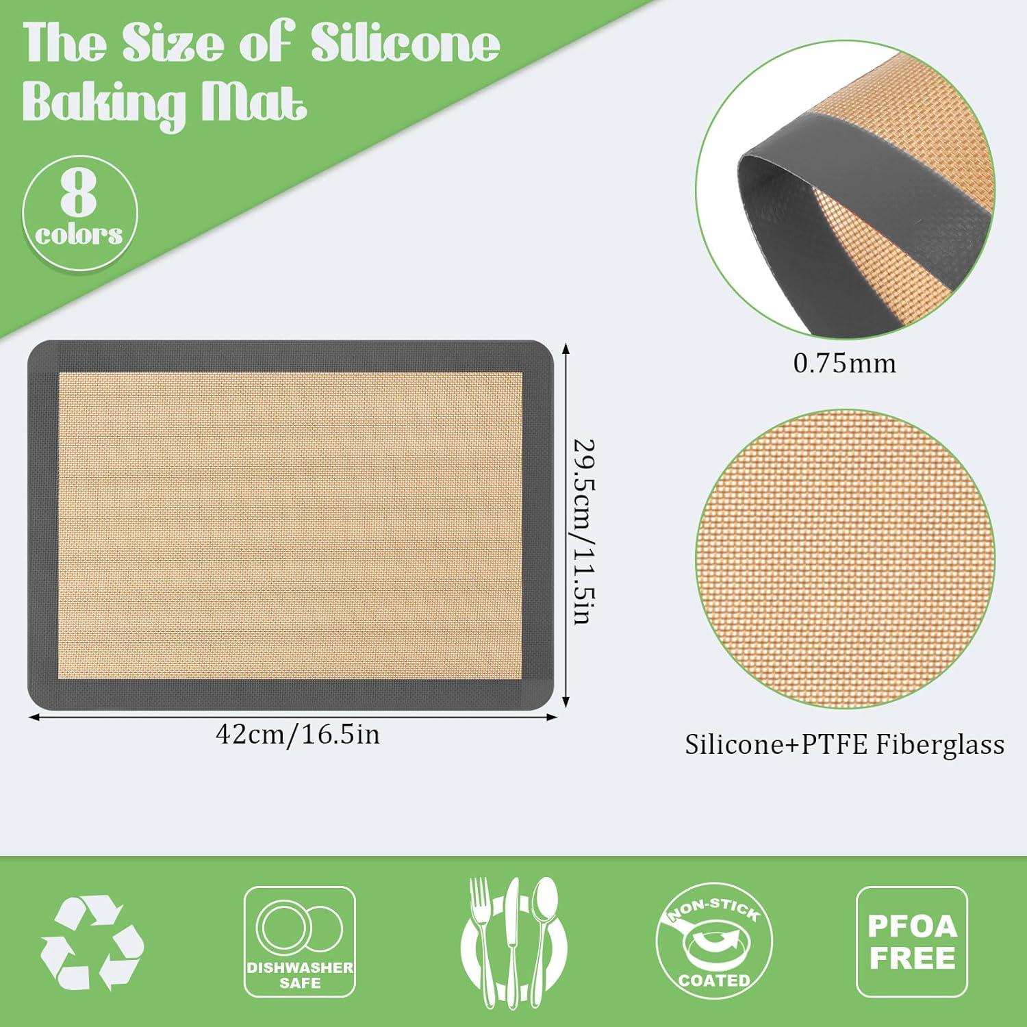 Tapetes de Silicona para Hornear Nuanchu 8 Piezas 42x29.5cm Gris