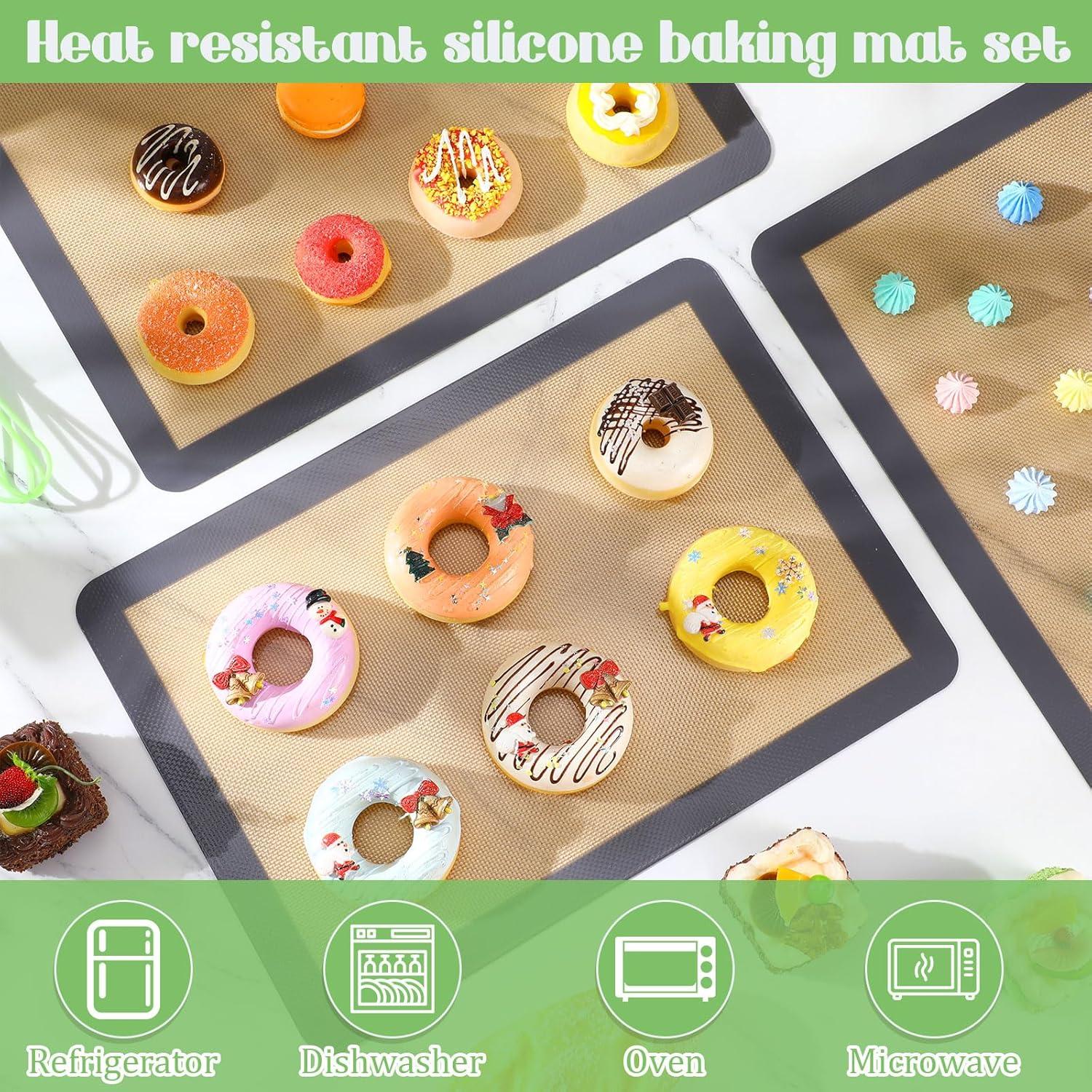 Tapetes de Silicona para Hornear Nuanchu 8 Piezas 42x29.5cm Gris