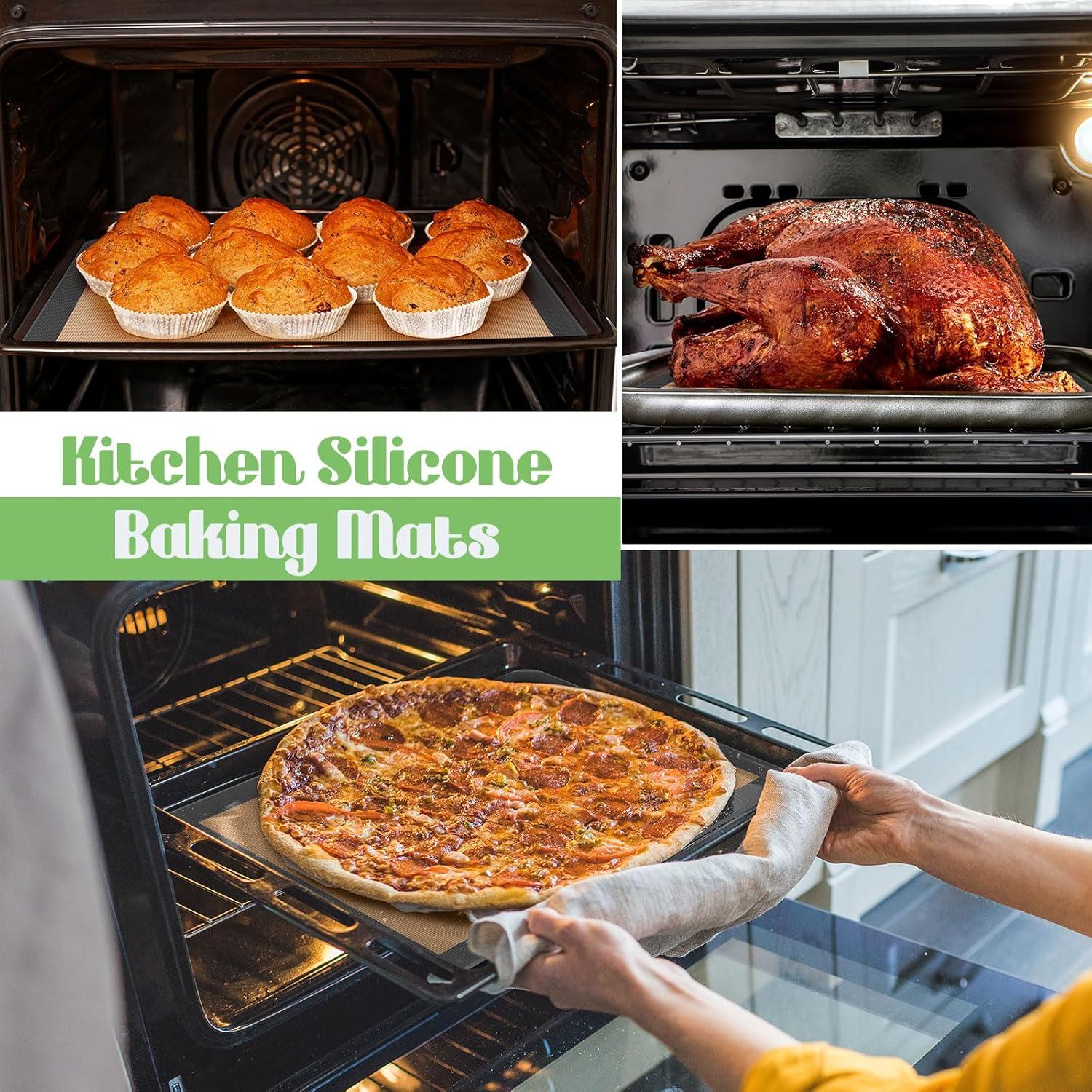 Tapetes de Silicona para Hornear Nuanchu 8 Piezas 42x29.5cm Gris