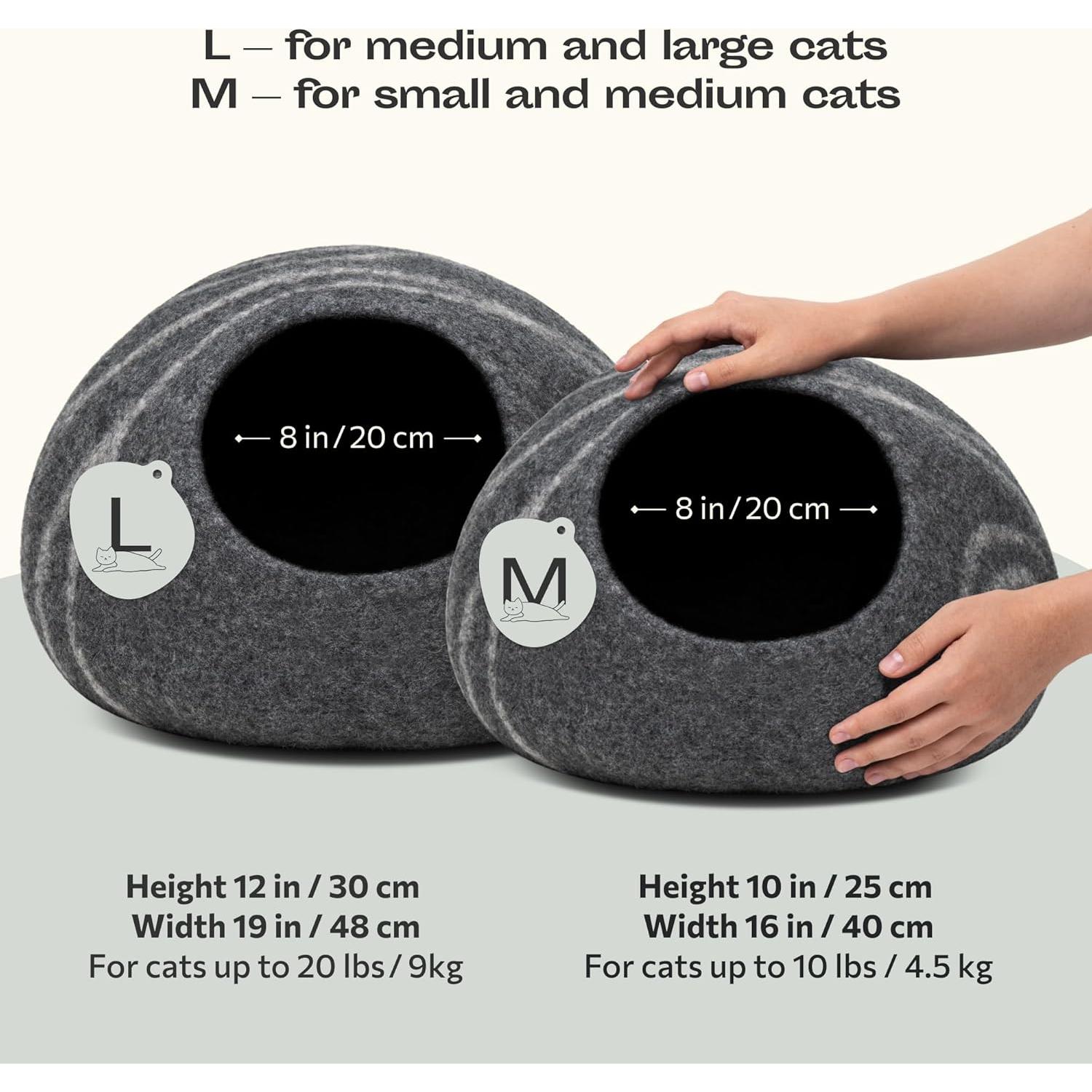 Cueva para Gatos Meowfia Mediana de Lana Merino Gris