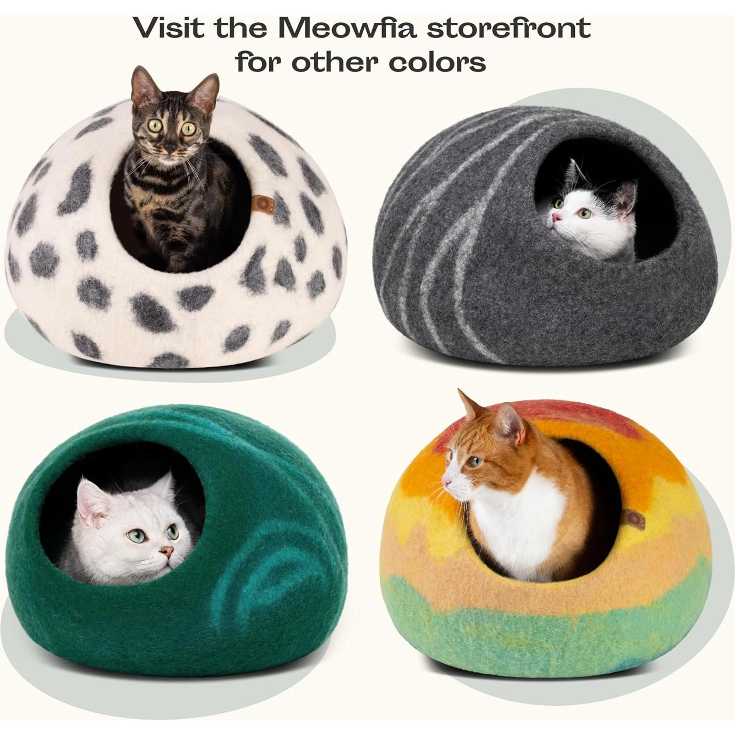 Cueva para Gatos Meowfia Mediana de Lana Merino Gris