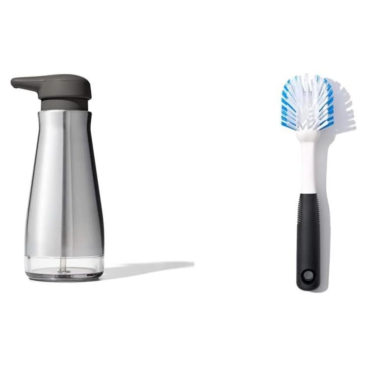 Dispensador de Jabón OXO Good Grips 355 ml + Cepillo para Platos