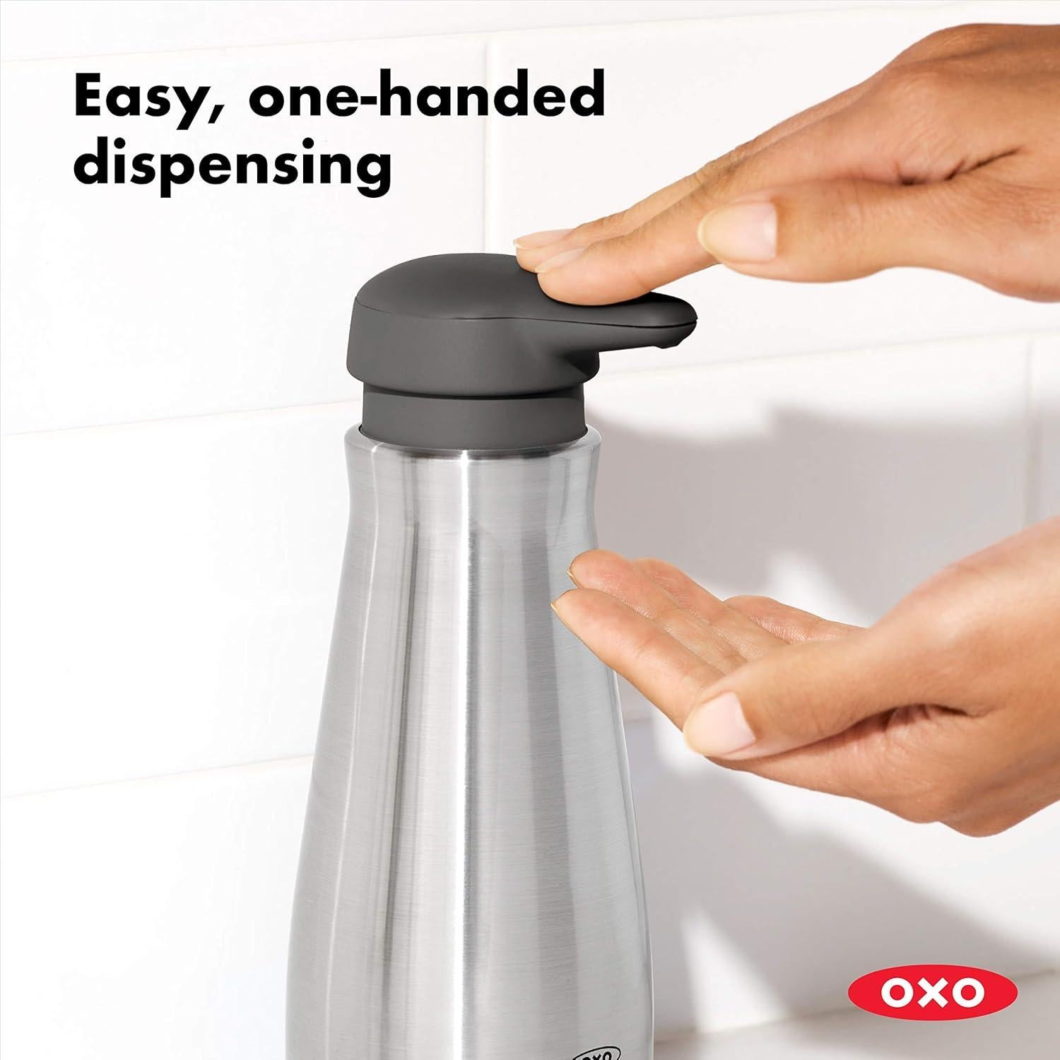 Dispensador de Jabón OXO Good Grips 355 ml + Cepillo para Platos