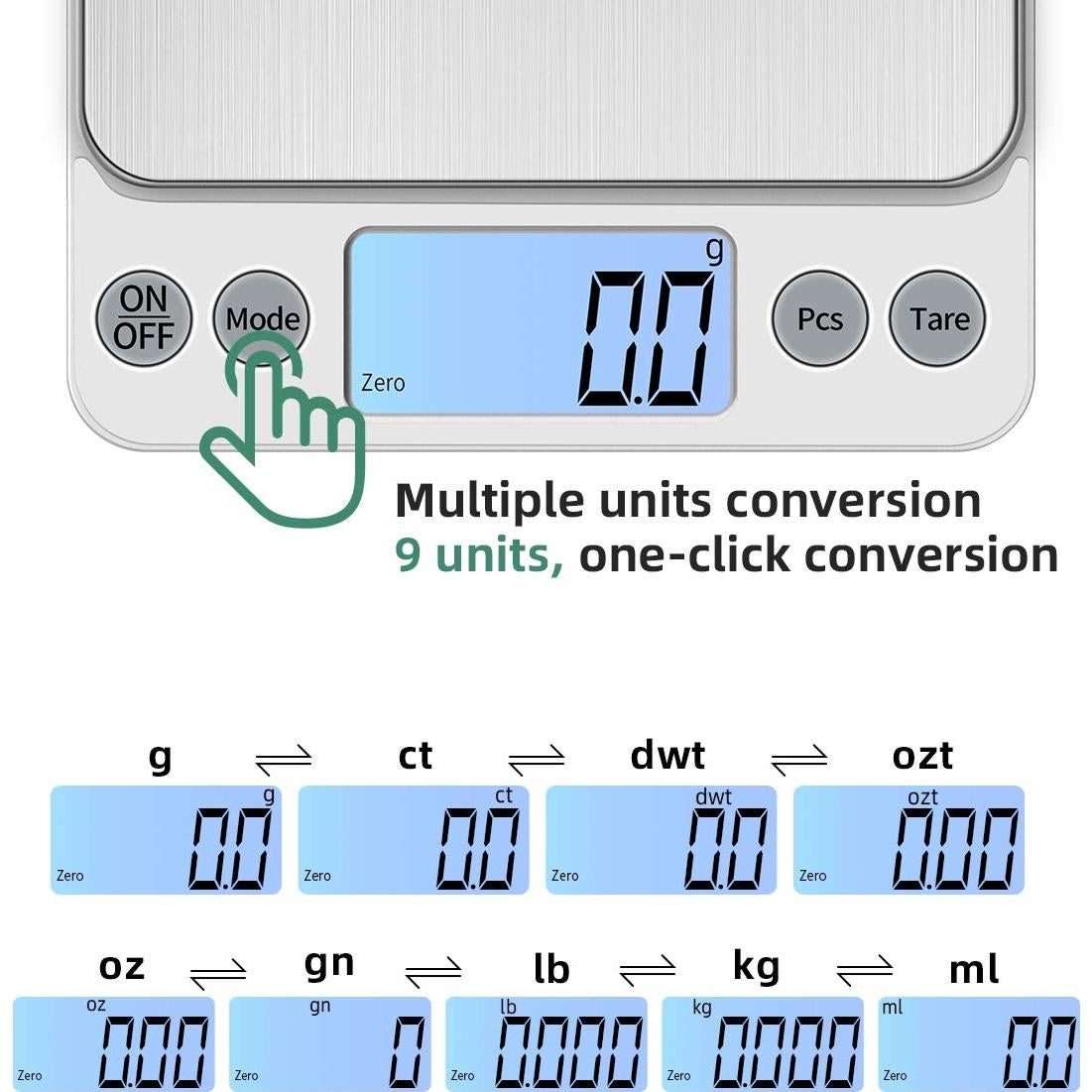 Báscula Digital de Cocina KUBEI 5kg 0.1g Pantalla LCD