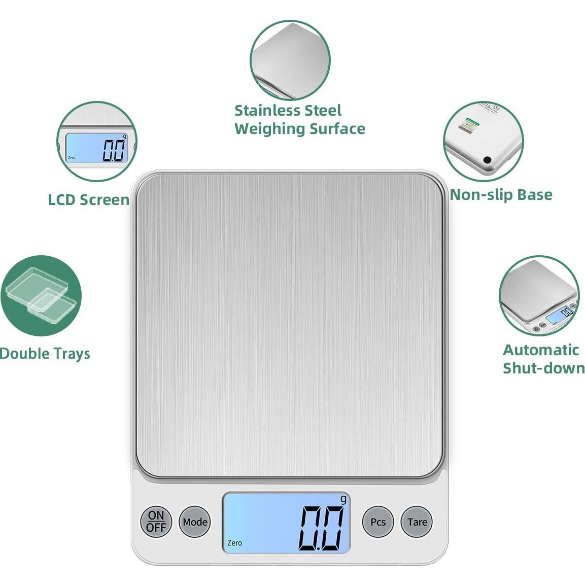 Báscula Digital de Cocina KUBEI 5kg 0.1g Pantalla LCD