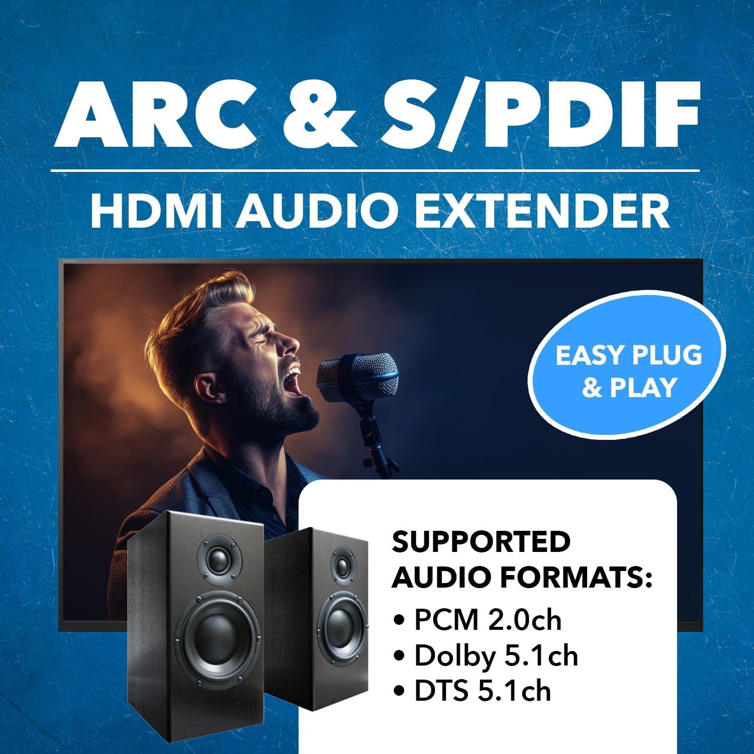 Extensor de Audio OREI ARC-EX300-K HDMI y SPDIF hasta 150m