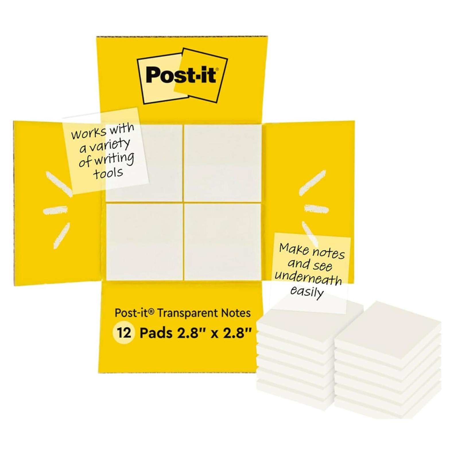 Notas Adhesivas Transparentes Post-it 7.6x7.6 cm 12 Blocs