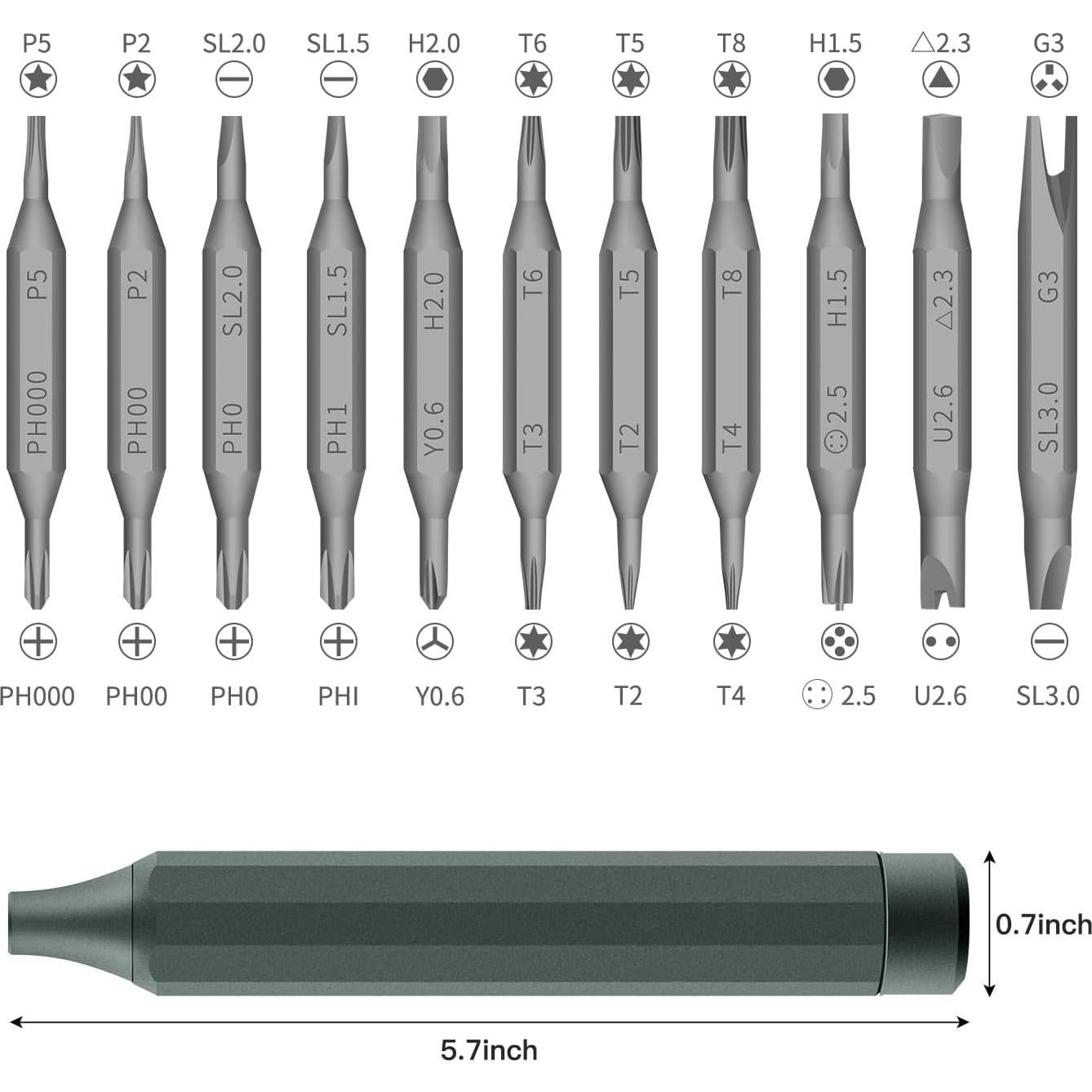 Juego de Destornilladores RARTOP 23-en-1 con Puntas de Precisión