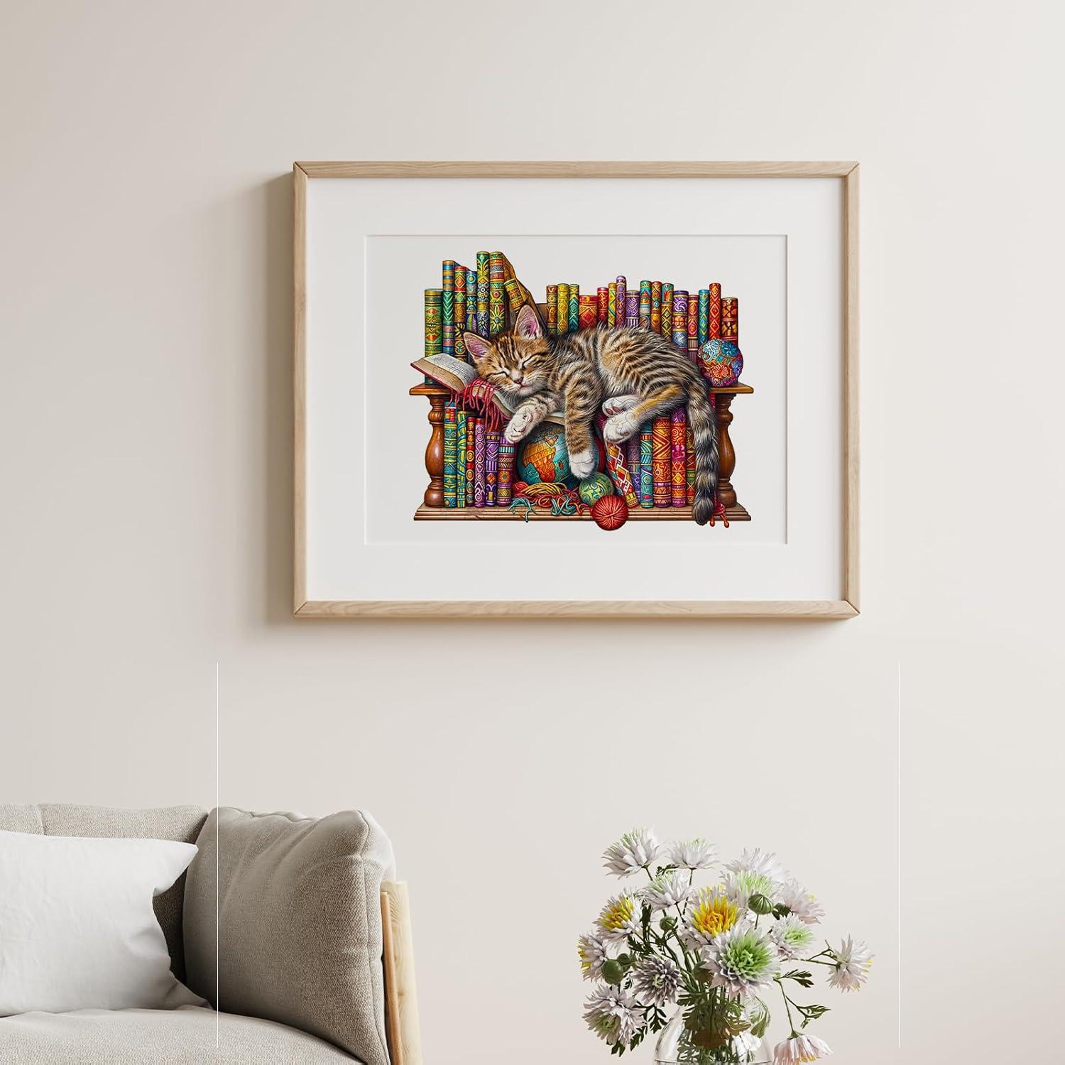 Rompecabezas de Madera Jigfoxy Gato 100 Piezas 21.6x17.5cm