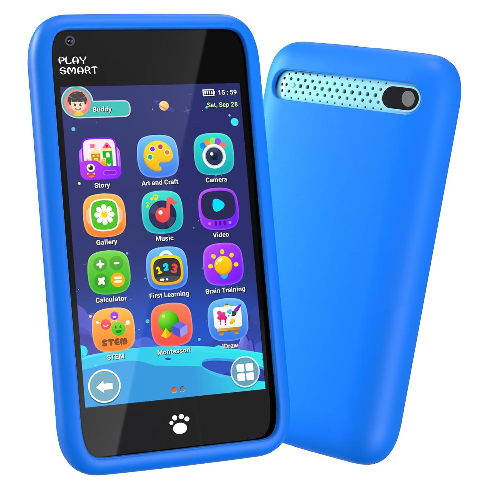 MOMILLA Kids Toys Smart Phone, 3.97" Touchscreen, Birthday Gifts for Kids, 16GB Toddler Learning Cell Phone with Games, Boys Girls Toys for Age 3 4 5 6 7 8 9 Year Old（Front Camera Only