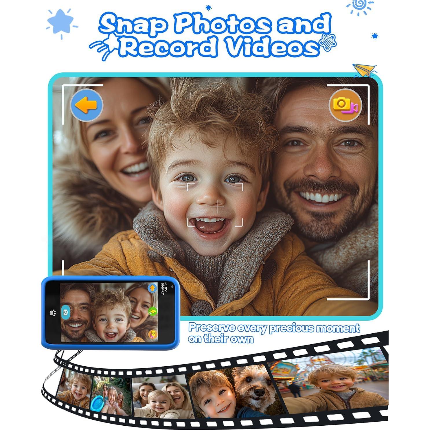 MOMILLA Kids Toys Smart Phone, 3.97" Touchscreen, Birthday Gifts for Kids, 16GB Toddler Learning Cell Phone with Games, Boys Girls Toys for Age 3 4 5 6 7 8 9 Year Old（Front Camera Only