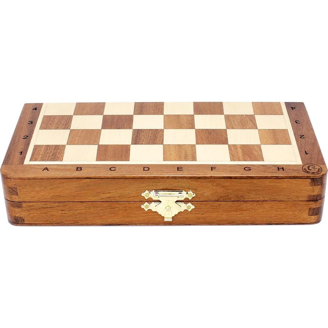 Juego de Ajedrez de Viaje Plegable Magnético Madera Acacia 20.32 cm