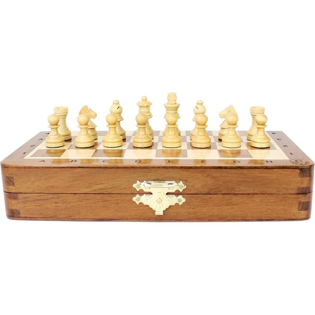 Juego de Ajedrez de Viaje Plegable Magnético Madera Acacia 20.32 cm