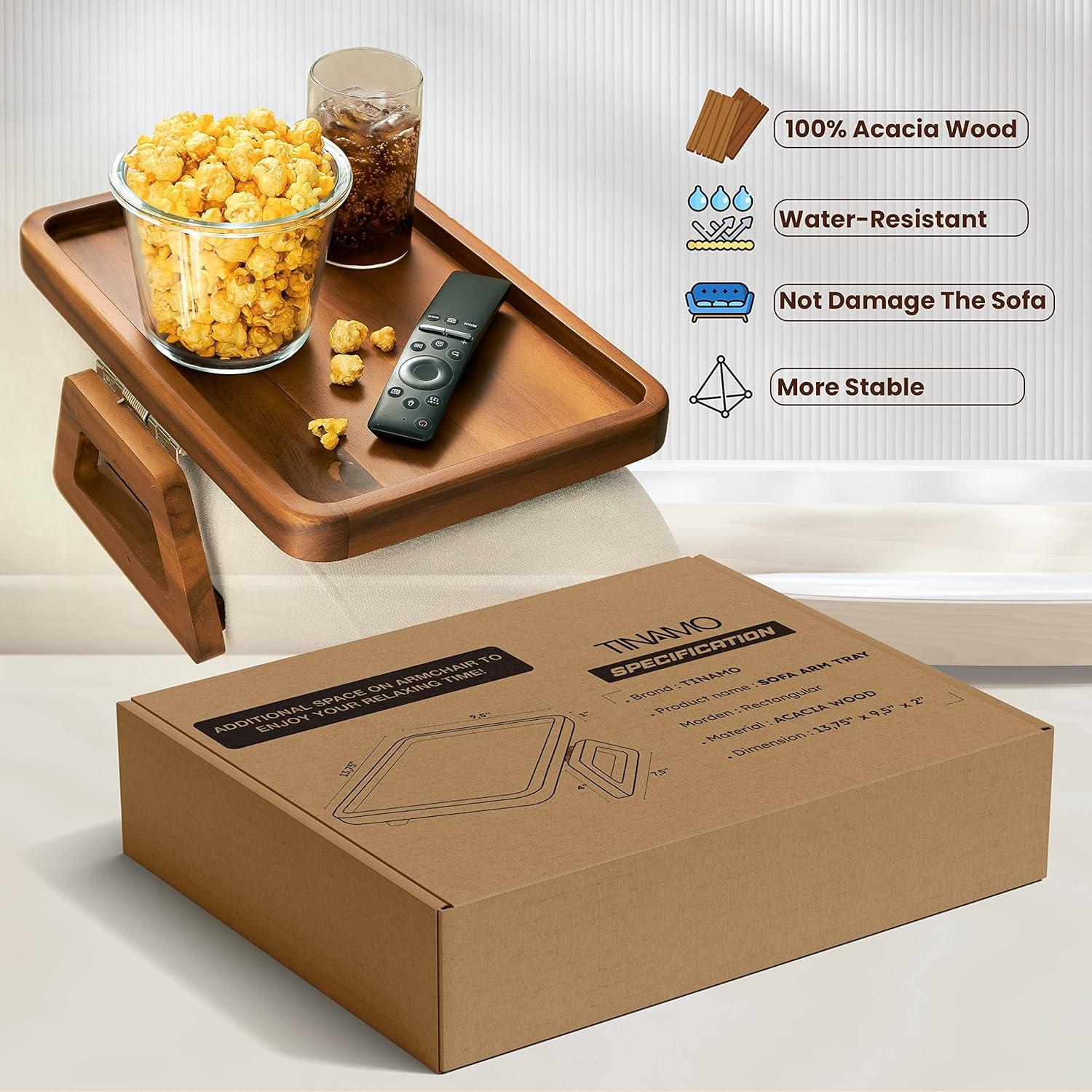 Mesa de Brazo de Sofá Tinamo AT01 - Madera Acacia Plegable