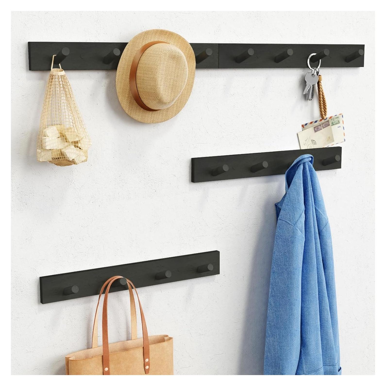 Perchero de Pared Forbena Negro 4 Ganchos 39.9 cm