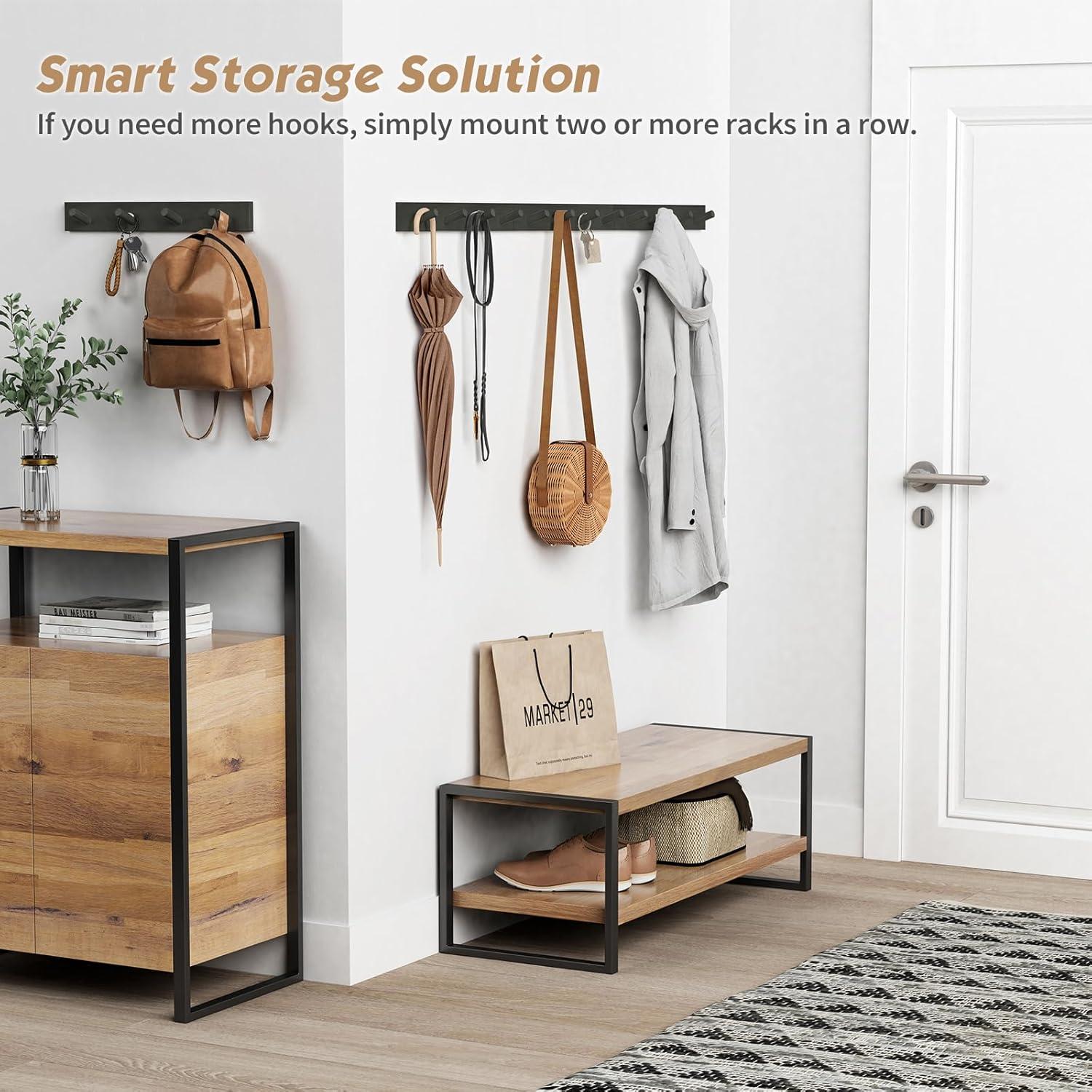 Perchero de Pared Forbena Negro 4 Ganchos 39.9 cm