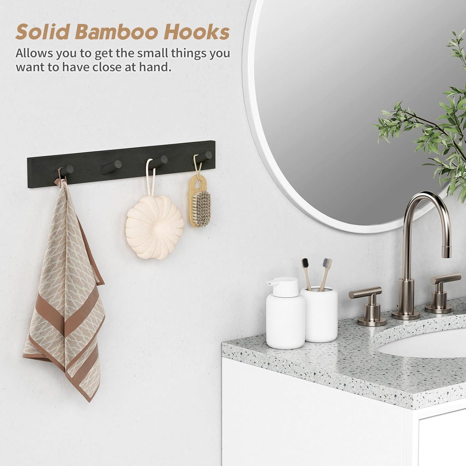 Perchero de Pared Forbena Negro 4 Ganchos 39.9 cm