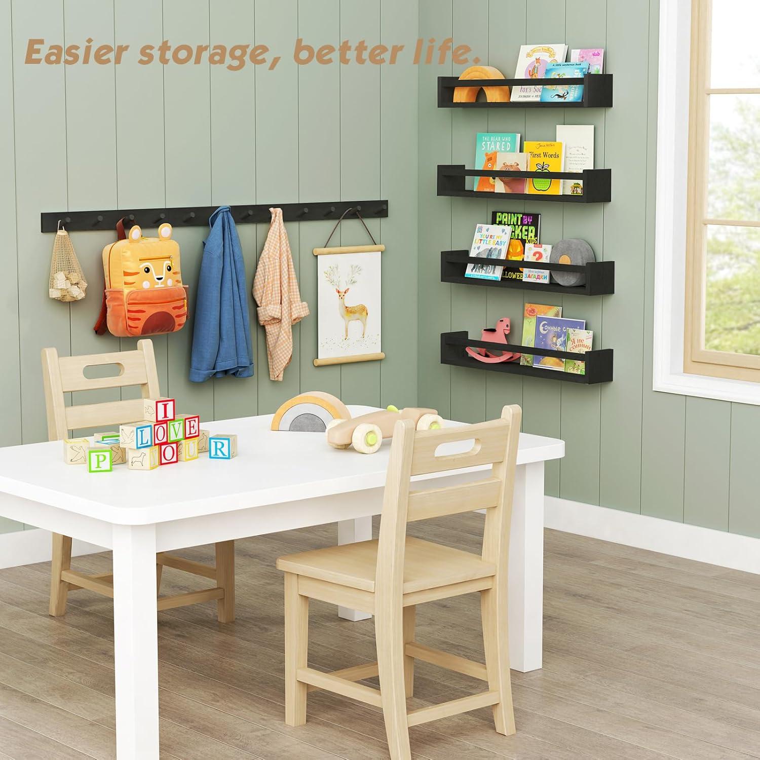 Perchero de Pared Forbena Negro 4 Ganchos 39.9 cm