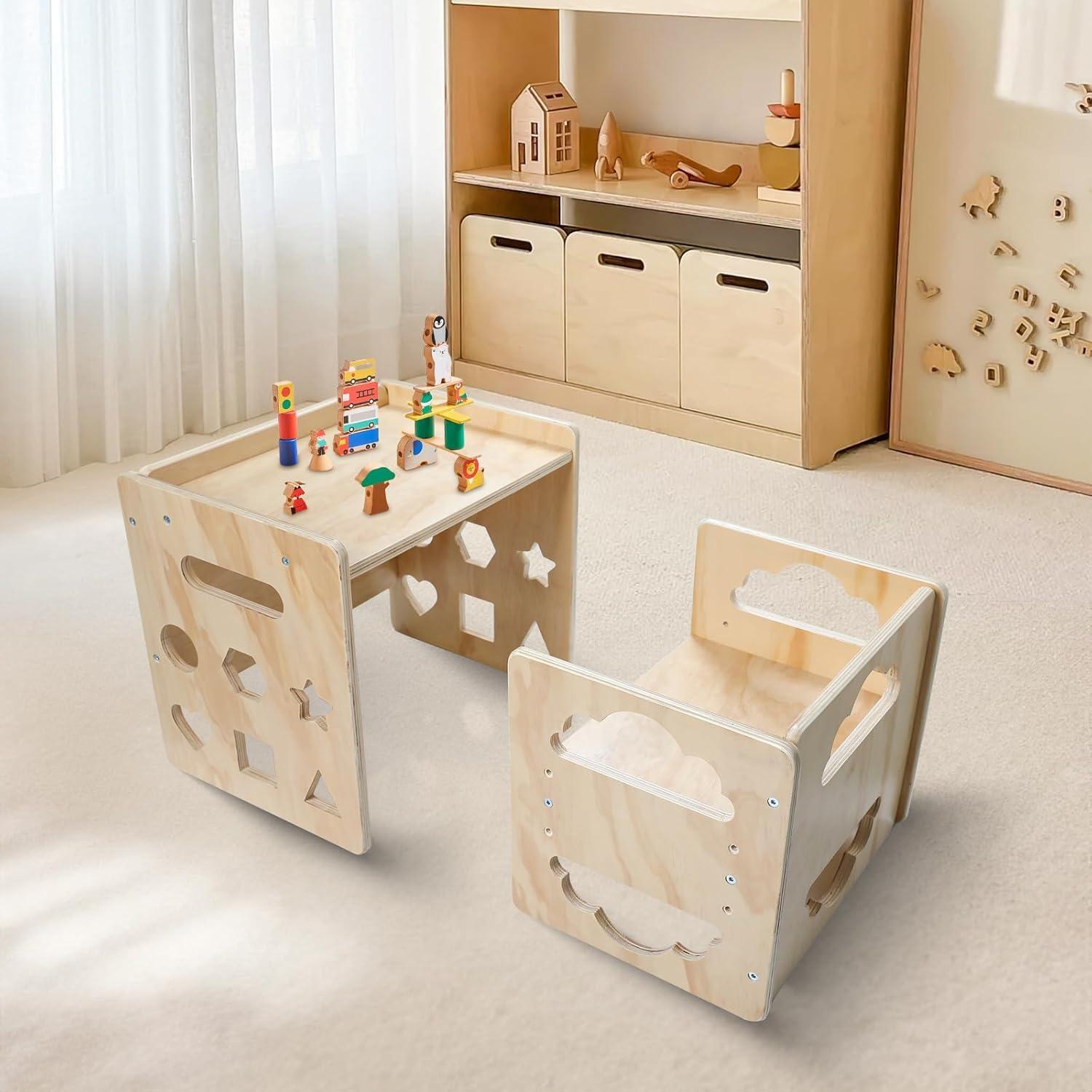Conjunto Mesa y Silla Montessori Satisure para Niños 1-3 Años