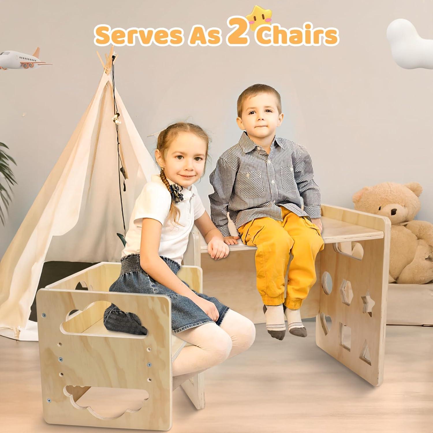Conjunto Mesa y Silla Montessori Satisure para Niños 1-3 Años