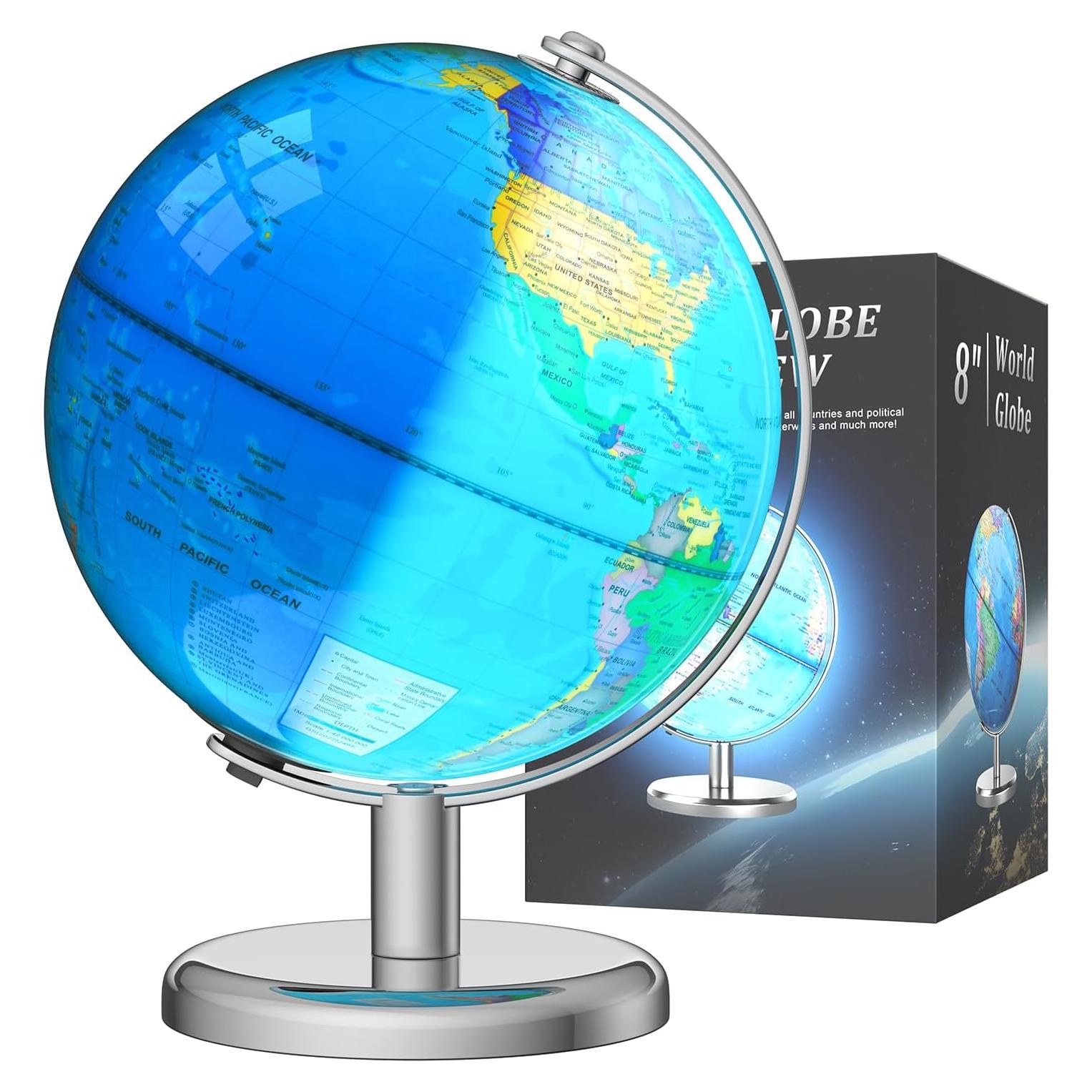 Globo Terráqueo Iluminado Voxelure 20.32 cm para Niños