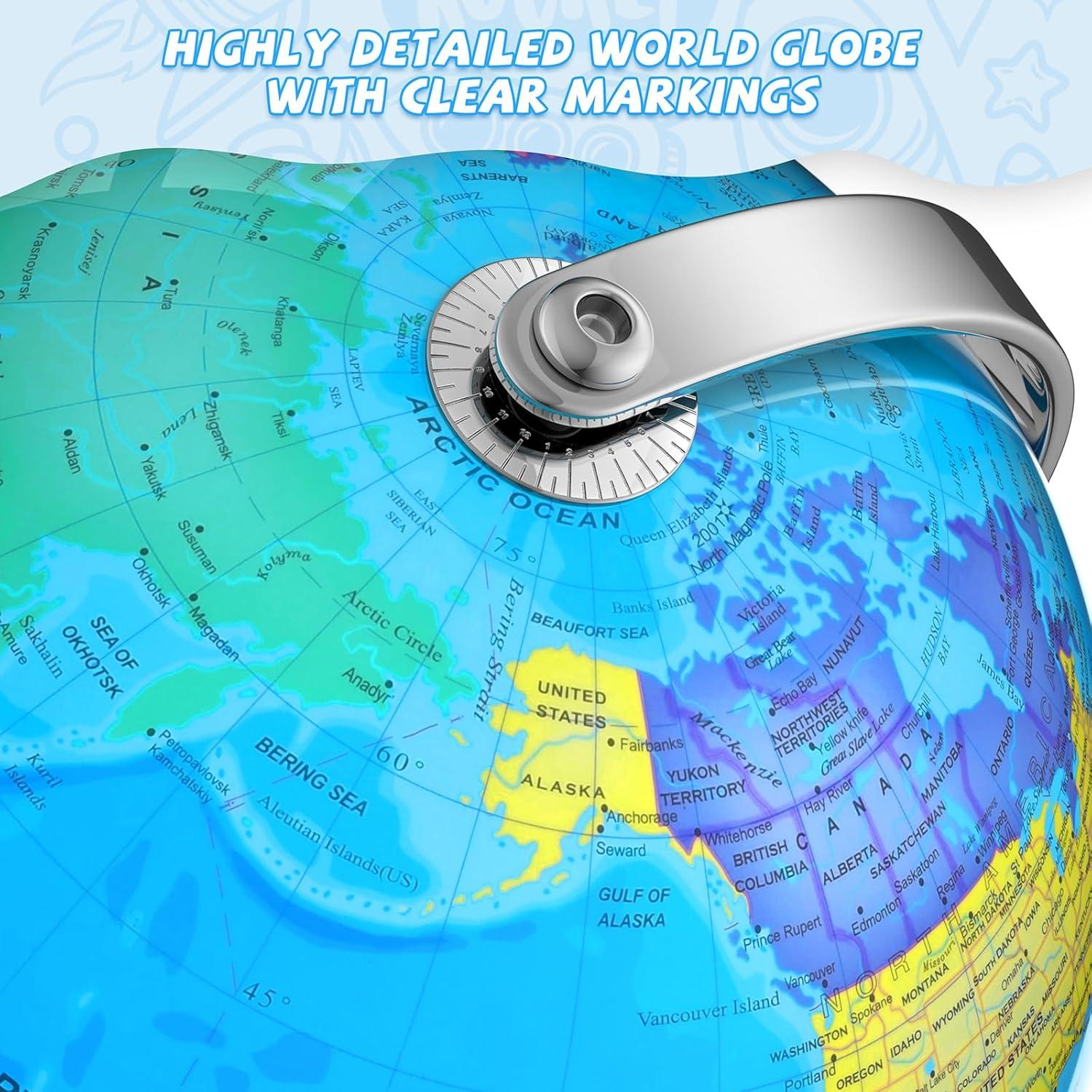 Globo Terráqueo Iluminado Voxelure 20.32 cm para Niños