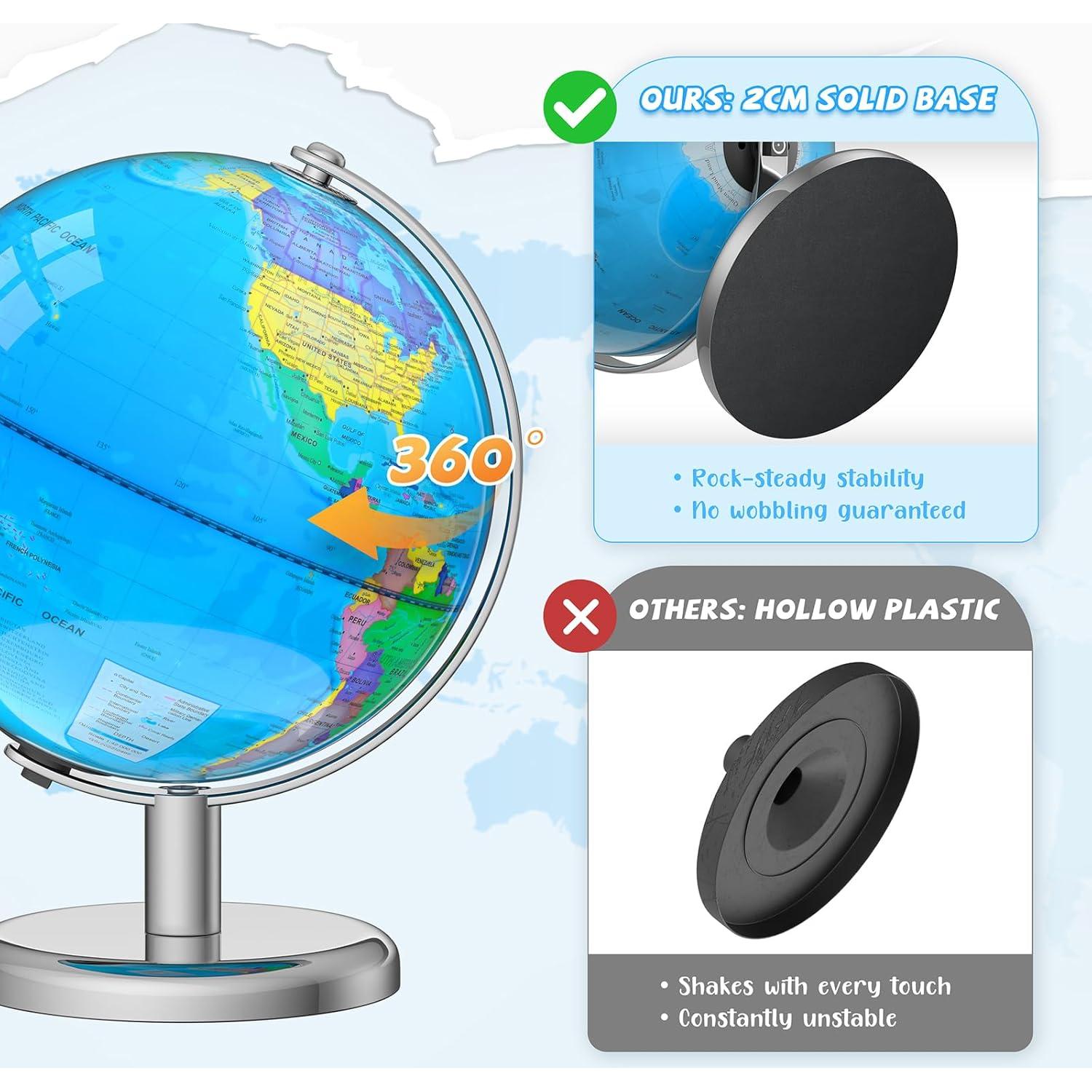 Globo Terráqueo Iluminado Voxelure 20.32 cm para Niños