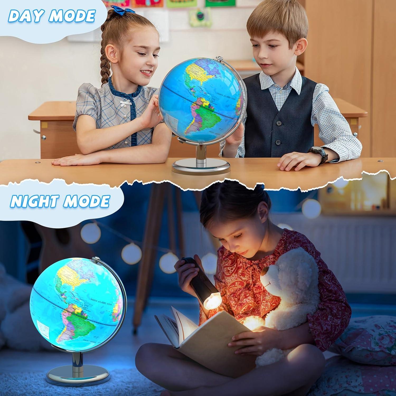 Globo Terráqueo Iluminado Voxelure 20.32 cm para Niños