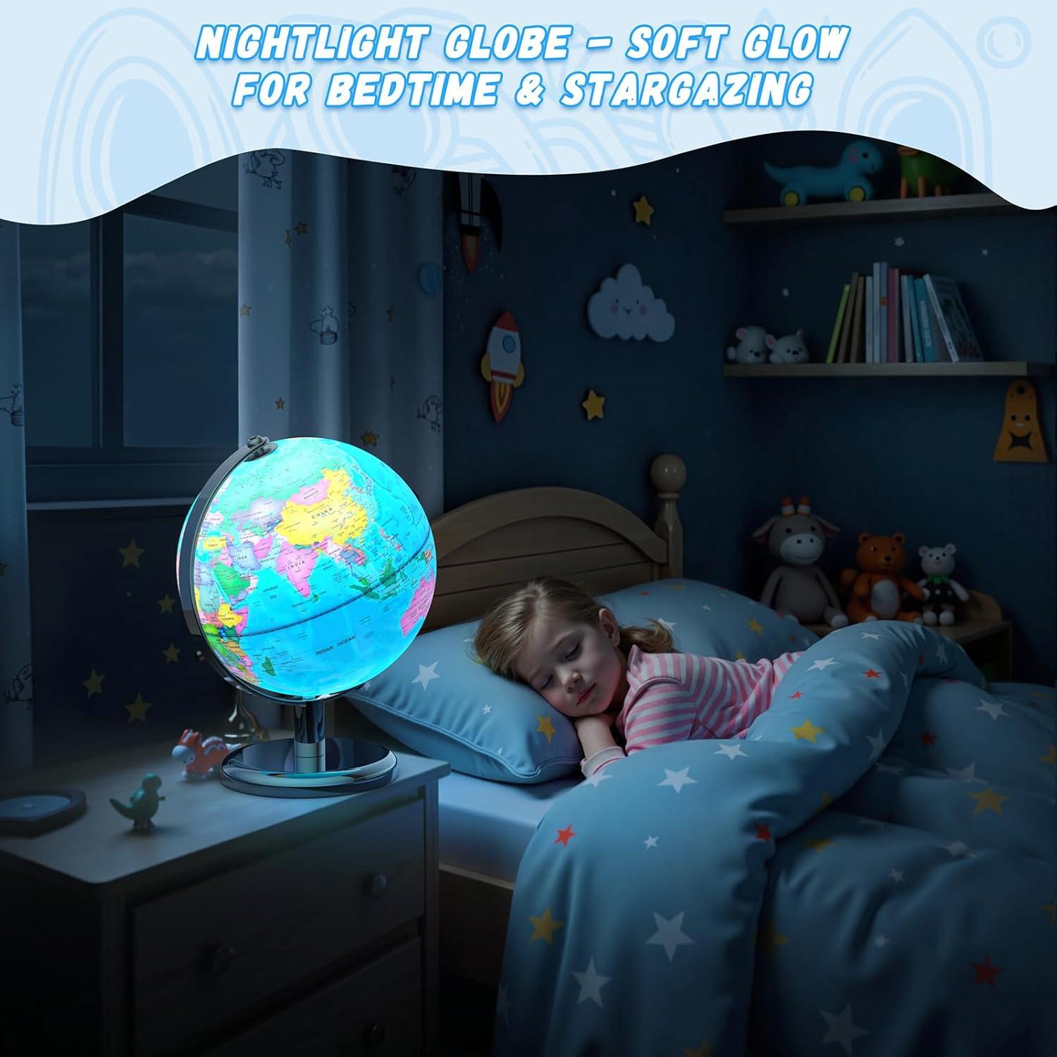 Globo Terráqueo Iluminado Voxelure 20.32 cm para Niños